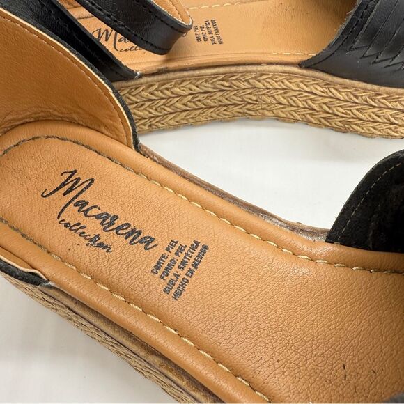 Macarena Collection Women's Black Tan Espadrilles Platform Sandals Shoes Size 7 - Picture 7 of 12